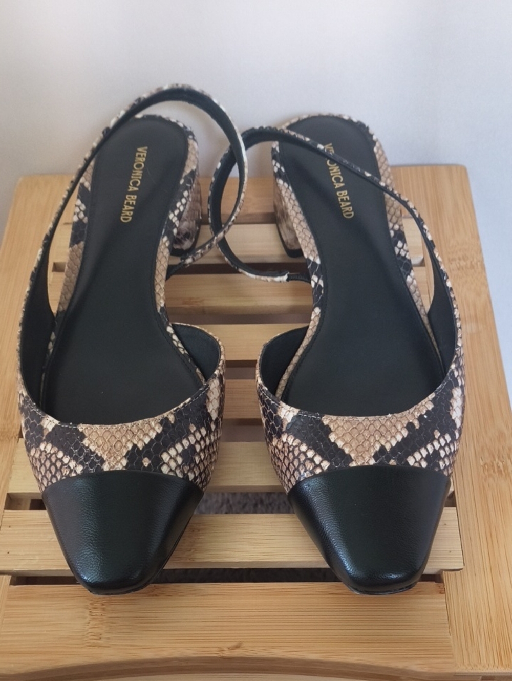 Veronica Beard Snake-Print Slingback Flats in Brown and Black Like New Size 8M